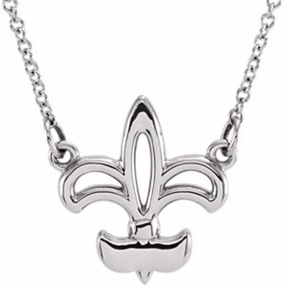 85878:101:P 14kt White Fleur-De-Lis 16" Necklace