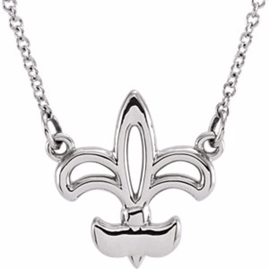 85878:101:P 14kt White Fleur-De-Lis 16" Necklace