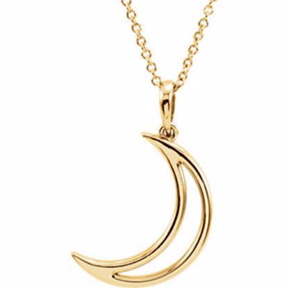 85880:100:P 14kt Yellow Cresent Moon 16" Necklace