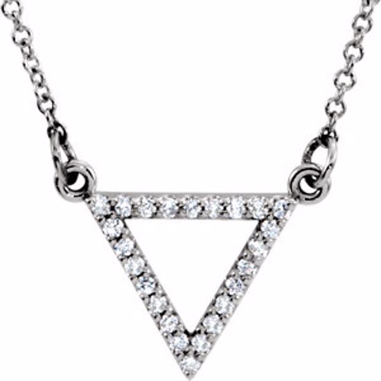 85864:101:P 14kt White 1/8 CTW Diamond Triangle 16" Necklace