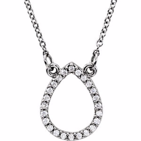 85865:101:P 14kt White 1/8 CTW Diamond Teardrop 16" Necklace