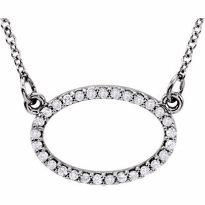 85867:101:P 14kt White 1/6 CTW Diamond Horizontal Oval 16" Necklace