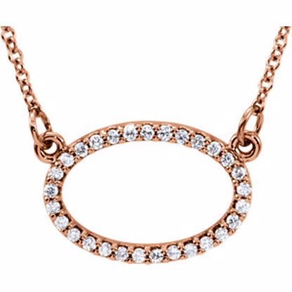 85867:102:P 14kt Rose 1/6 CTW Diamond Horizontal Oval 16" Necklace