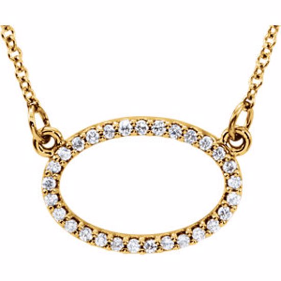 85867:100:P 14kt Yellow 1/6 CTW Diamond Horizontal Oval 16" Necklace