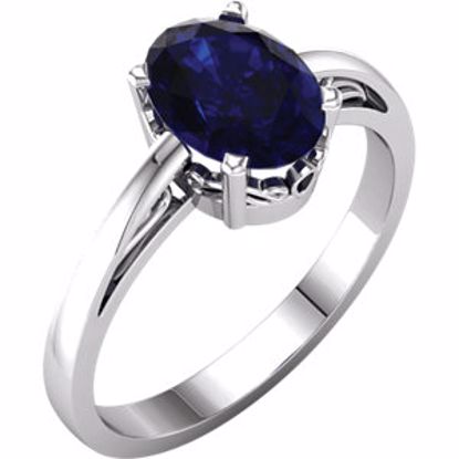 70531:116:P 14kt White Chatham® Created Blue Sapphire Ring