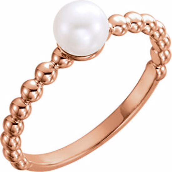 6469:102:P 14kt Rose 5.5-6mm Freshwater Cultured Pearl Ring