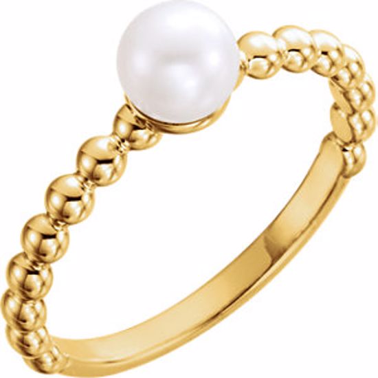 6469:100:P 14kt Yellow 5.5-6mm Freshwater Cultured Pearl Ring