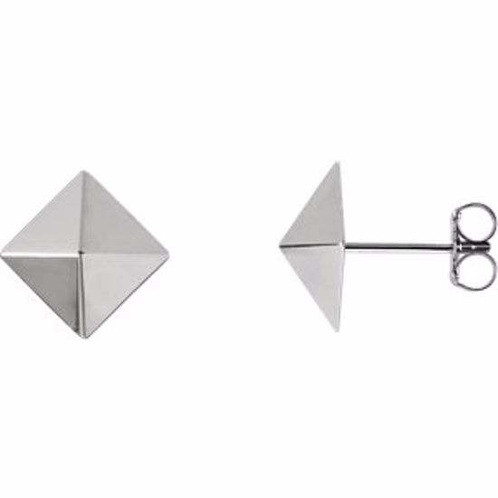 85888:102:P 14kt White Pyramid Earrings