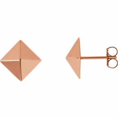 85888:103:P 14kt Rose Pyramid Earrings