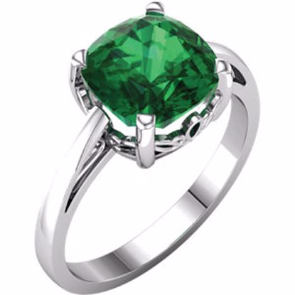 71600:101:P 14kt White Chatham® Created Emerald Ring