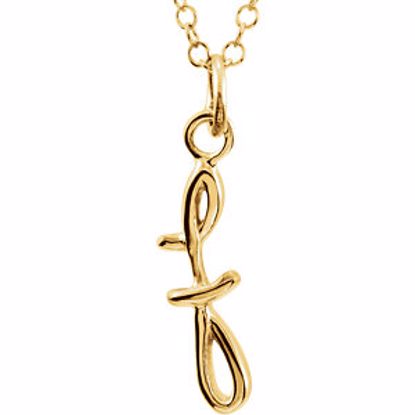 85899:1005:P 14kt Yellow Letter "F" Lowercase Script Initial Necklace