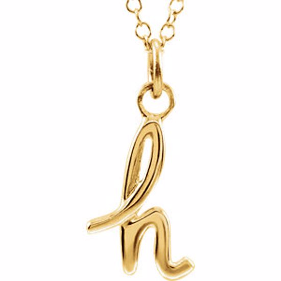 85899:1007:P 14kt Yellow Letter "H" Lowercase Script Initial Necklace