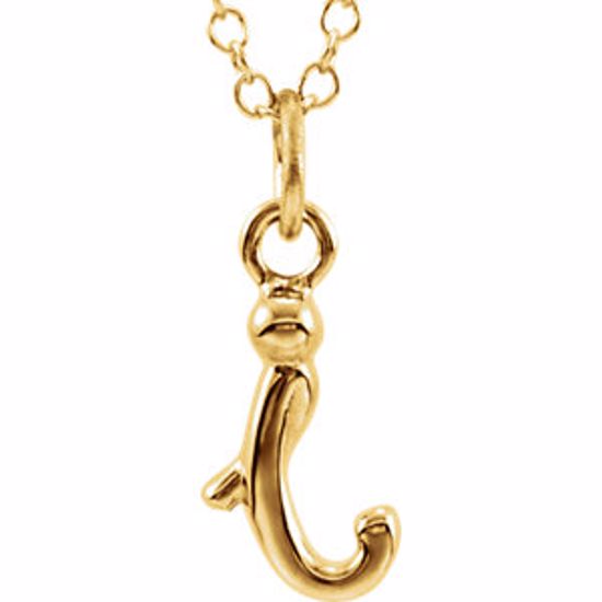 85899:1008:P 14kt Yellow Letter "I" Lowercase Script Initial Necklace