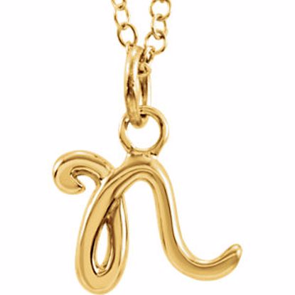 85899:1013:P 14kt Yellow Letter "N" Lowercase Script Initial Necklace