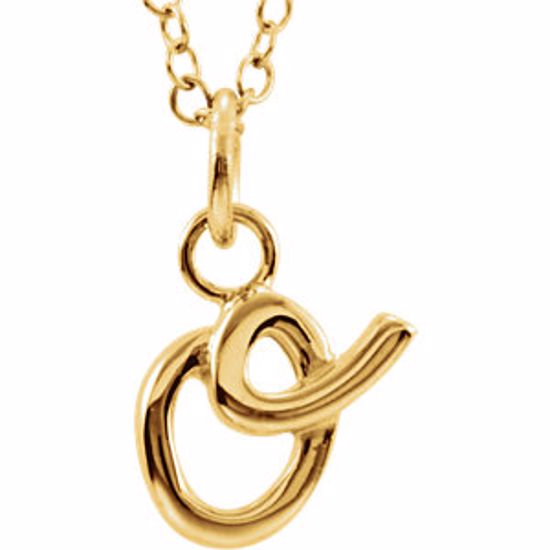 85899:1014:P 14kt Yellow Letter "O" Lowercase Script Initial Necklace