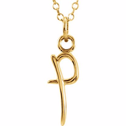 85899:1015:P 14kt Yellow Letter "P" Lowercase Script Initial Necklace