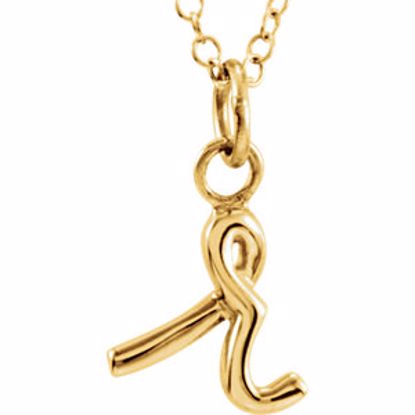 85899:1017:P 14kt Yellow Letter "R" Lowercase Script Initial Necklace