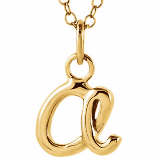 85899:1000:P 14kt Yellow Letter "A" Lowercase Script Initial Necklace