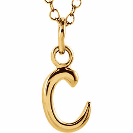 85899:1002:P 14kt Yellow Letter "C" Lowercase Script Initial Necklace