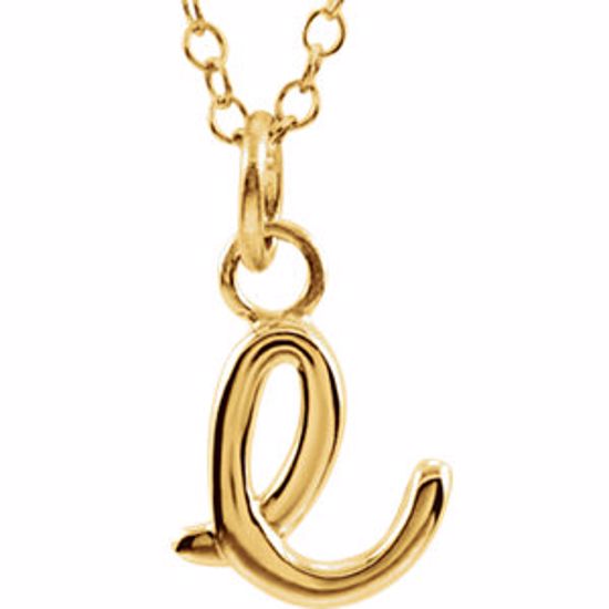 85899:1004:P 14kt Yellow Letter "E" Lowercase Script Initial Necklace