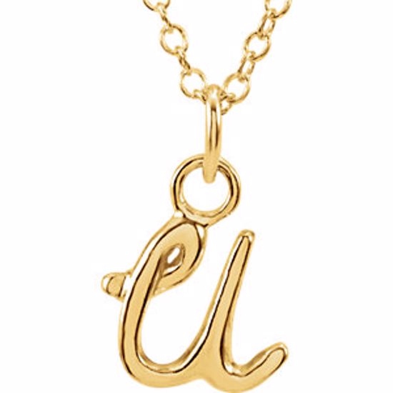 85899:1020:P 14kt Yellow Letter "U" Lowercase Script Initial Necklace