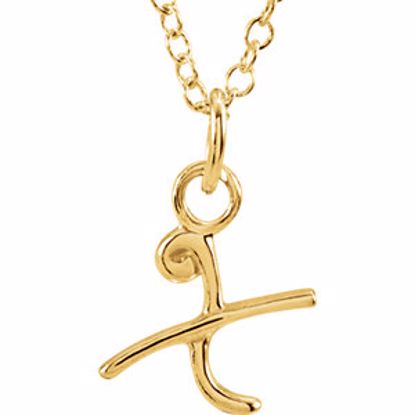 85899:1023:P 14kt Yellow Letter "X" Lowercase Script Initial Necklace