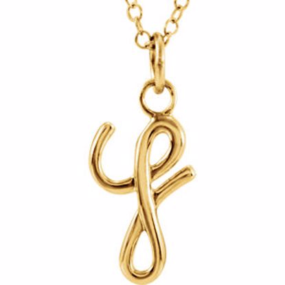 85899:1024:P 14kt Yellow Letter "Y" Lowercase Script Initial Necklace