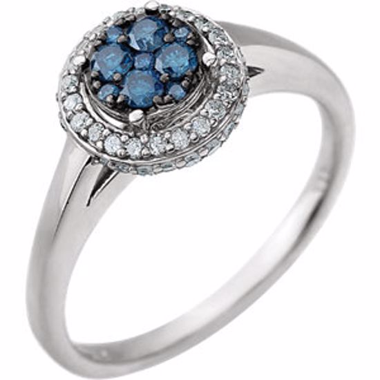 651419:60001:P 14kt White 1/2 CTW Blue & White Diamond Ring