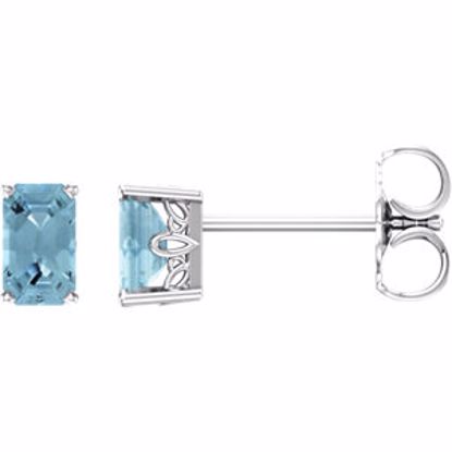 1922:106:P 14kt White Aquamarine Earrings