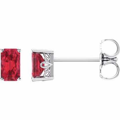 1922:110:P 14kt White Chatham® Created Ruby Earrings