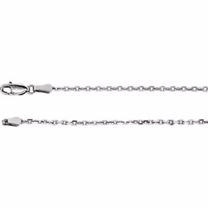CH524:242078:P 14kt White 2mm Diamond-Cut Cable 7" Chain
