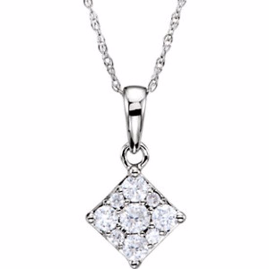 651429:60000:P 14kt White 1/3 CTW Diamond Cluster Necklace