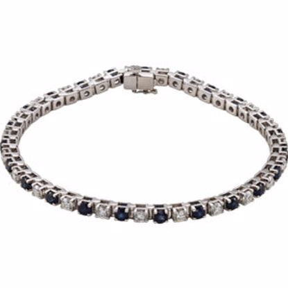 62074:100:P 14kt White Blue Sapphire & 2 3/8 CTW Diamond Bracelet