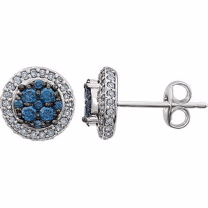 651468:60000:P 14kt White 1/2 CTW Diamond Blue & White Halo Earrings