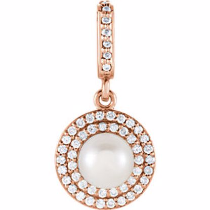 85909:102:P 14kt Rose Freshwater Cultured Pearl & 1/8 CTW Diamond Pendant 