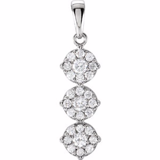 651431:60000:P 14kt White 3/8 CTW Diamond Cluster Pendant