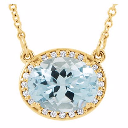 85903:100:P 14kt Yellow Aquamarine & .05 CTW Diamond 16.5" Necklace 