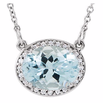 85903:101:P 14kt White Aquamarine & .05 CTW Diamond 16.5" Necklace