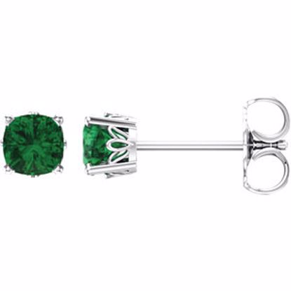 28190:100:P 14kt White Chatham® Created Emerald Earrings