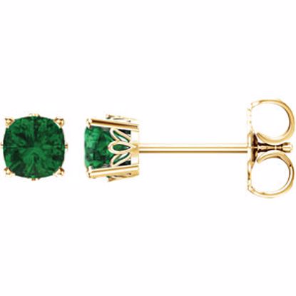 28190:101:P 14kt Yellow Chatham® Created Emerald Earrings