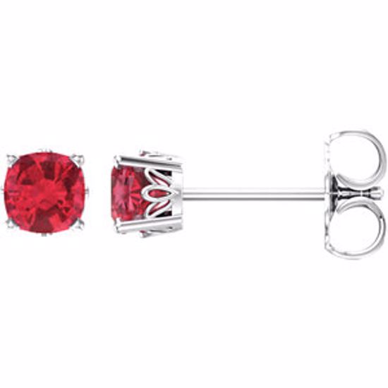 28190:102:P 14kt White Chatham® Created Ruby Earrings