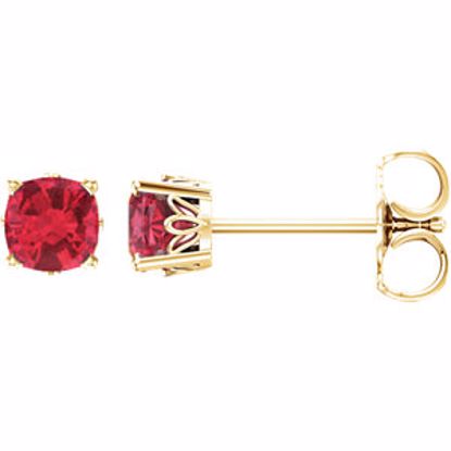 28190:103:P 14kt Yellow Chatham® Created Ruby Earrings