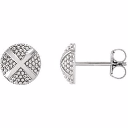 85889:102:P 14kt White Granulated X Earrings