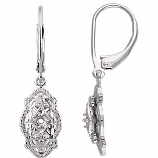 651475:60000:P 14kt White Filigree Design Earring Mounting