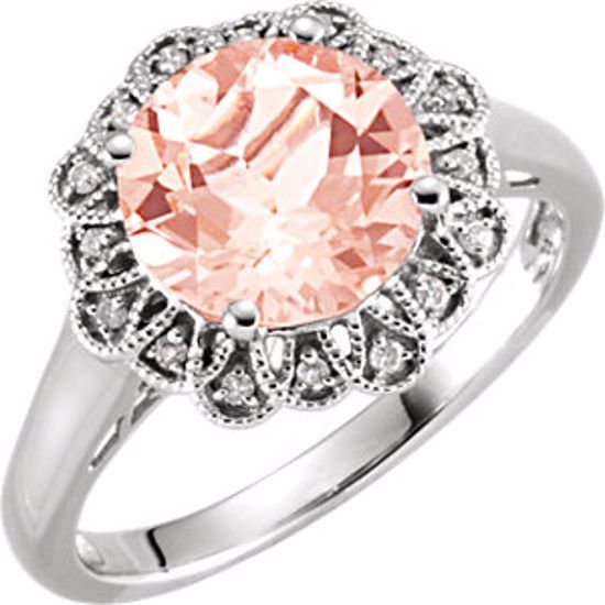 651433:100:P 14kt White Morganite & .08 CTW Diamond Ring