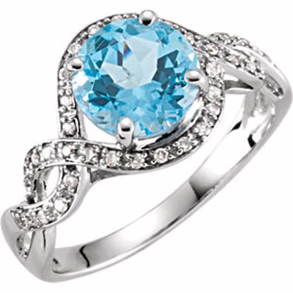 651450:100:P 14kt White Swiss Blue Topaz & 1/6 CTW Diamond Ring