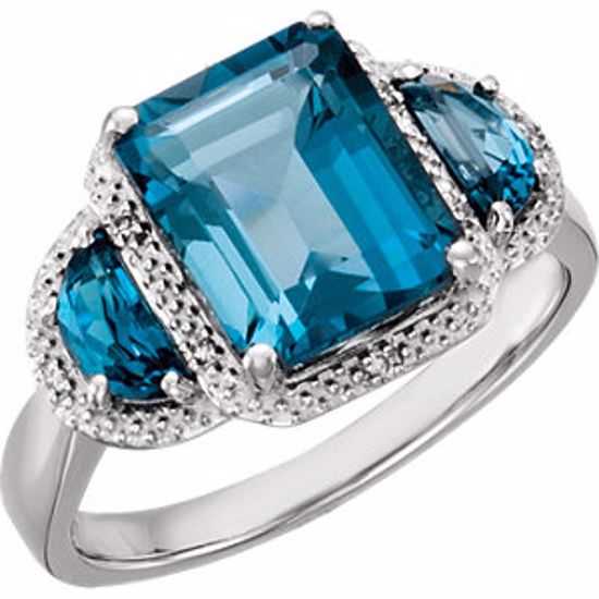 651441:100:P 14kt White London Blue Topaz & .03 CTW Diamond Ring