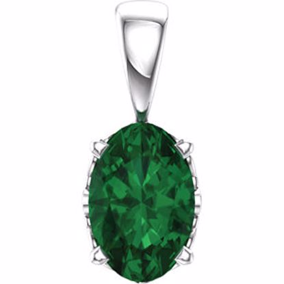 85859:108:P 14kt White Chatham® Created Emerald Pendant