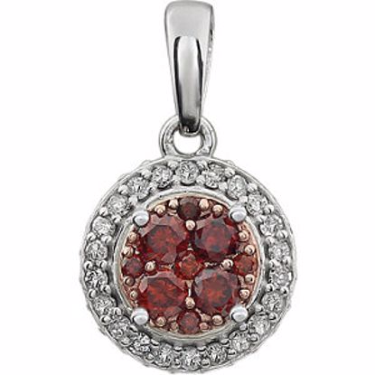 651469:60003:P 14kt White 3/8 CTW Diamond Brown & White Halo Pendant