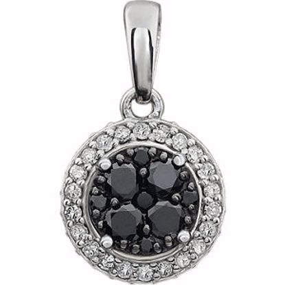 651469:60001:P 14kt White 3/8 CTW Diamond Black & White Halo Pendant